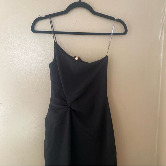 Nookie Lust Gown black one shoulder maxi dress front twist bodycon Revolve L - Picture 9 of 15